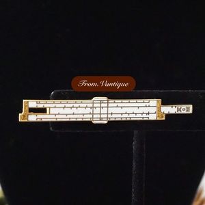👔 ANTIQUE [Kinney Co Prov 3 RI] Men Suit White Building Gold Tie Clip 📎
